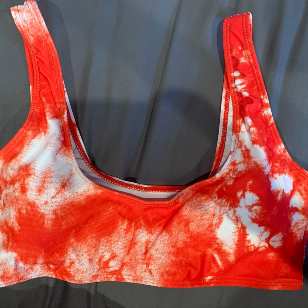 SHEIN Red and White Tie-Dye Bikini